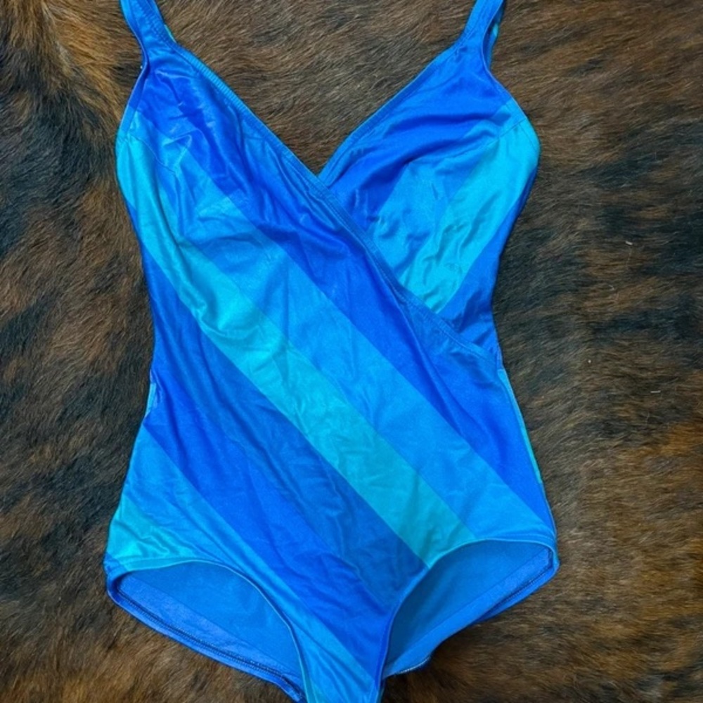 Blue Girls' One-Piece Swimsuit - Classic V-Neck